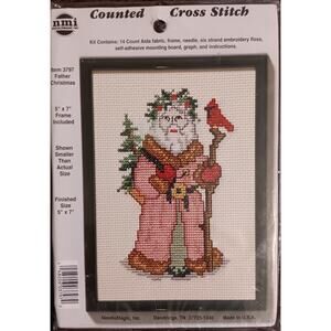 NMI Counted Cross Stitch Father Christmas 5" x 7" Frame Included